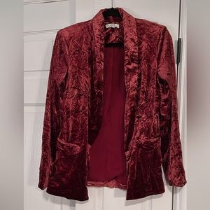 Maroon Rose Crushed Velvet Blazer with Shoulder Pads by RO&DE